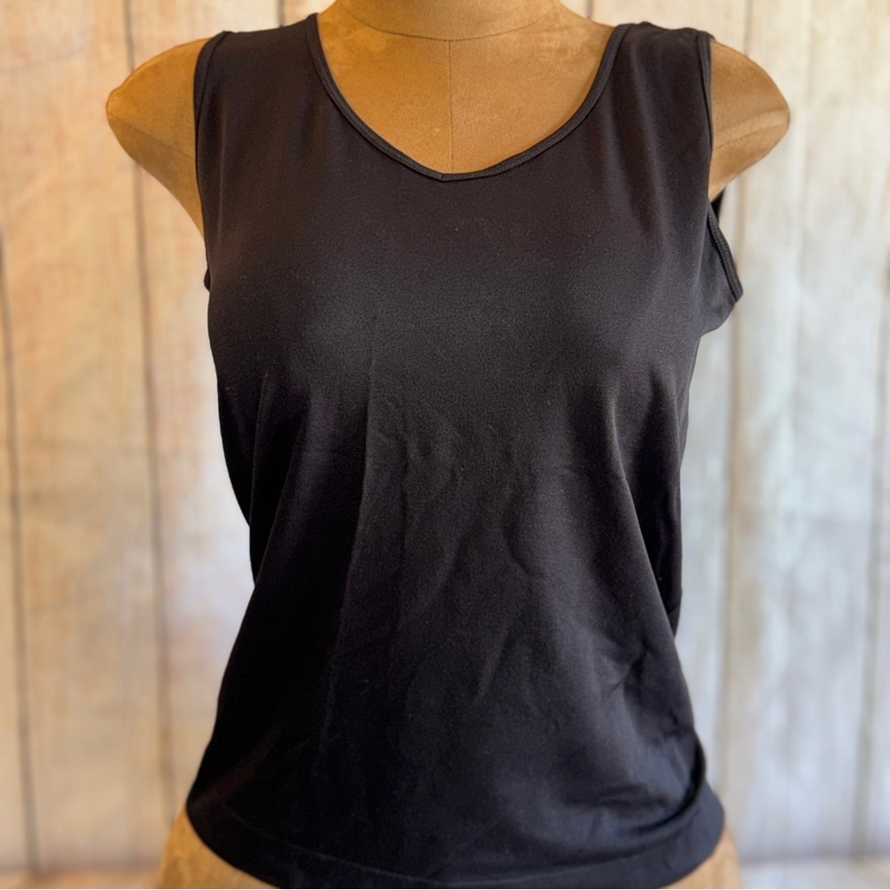 Chico's layering stretch Black Tank Top, Sz 2 or L 12, wear alone or with blazer - Picture 8 of 8